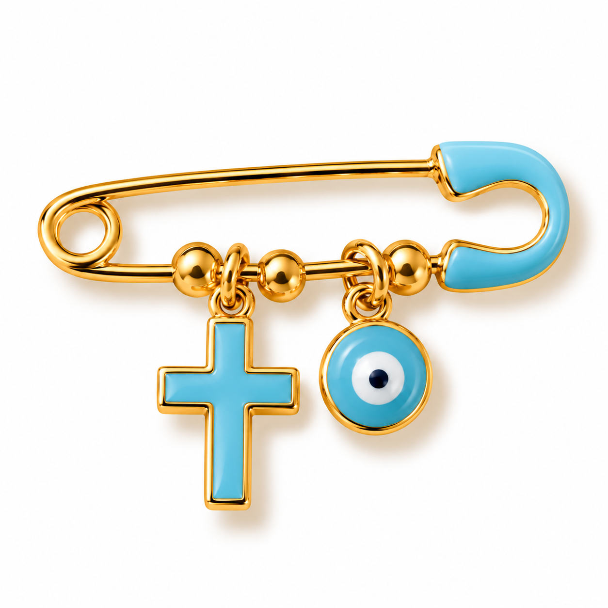 Cross and Eye Pin - Blue