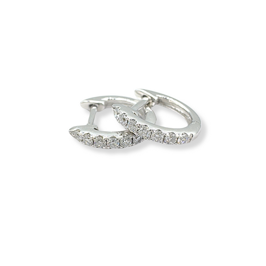 18kt White Gold Diamond Huggie Earrings