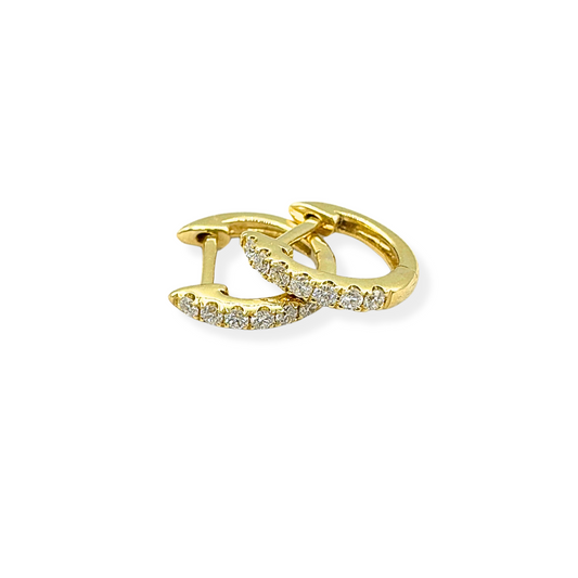 18kt Yellow Gold Diamond Huggie Earrings