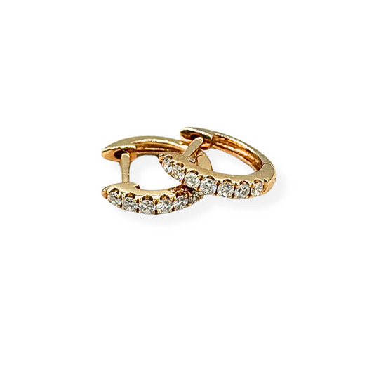 18kt Rose Gold Diamond Huggie Earrings