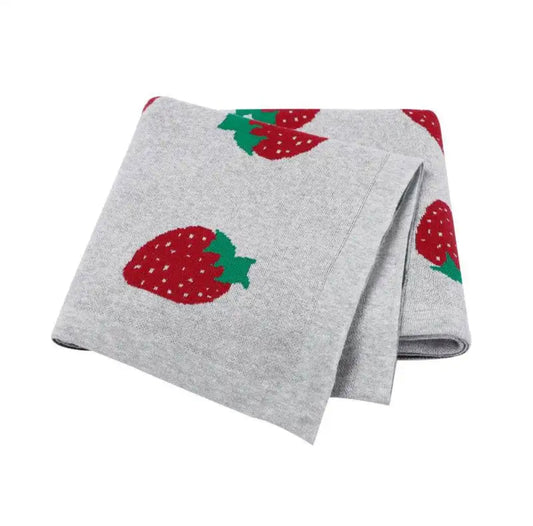 Strawberry Kisses Blanket | Grey