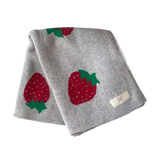 Strawberry Kisses Blanket | Grey