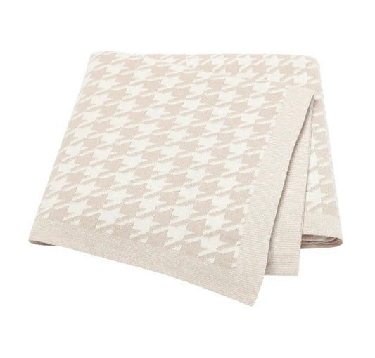 Pre-Order | Houndstooth Blanket | Dusty Beige Check