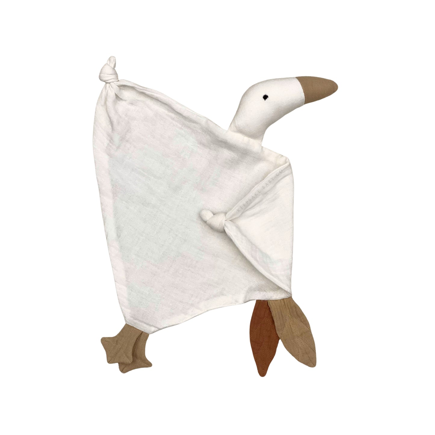 The sweetest baby or newborn gift. The cuddle goose is a 100% Organic Muslin Cotton comforter. This cute and buttery soft goose is perfect for snuggling, playtime and sleeping.