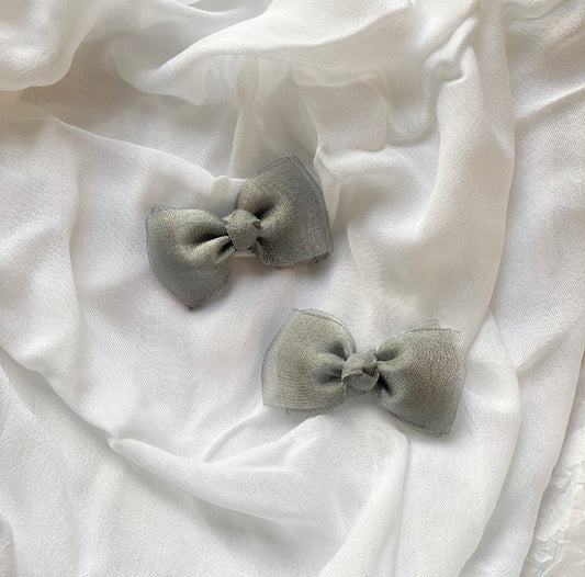 Grey Pillow Bow Clip