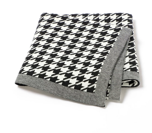 Houndstooth Blanket | White Check