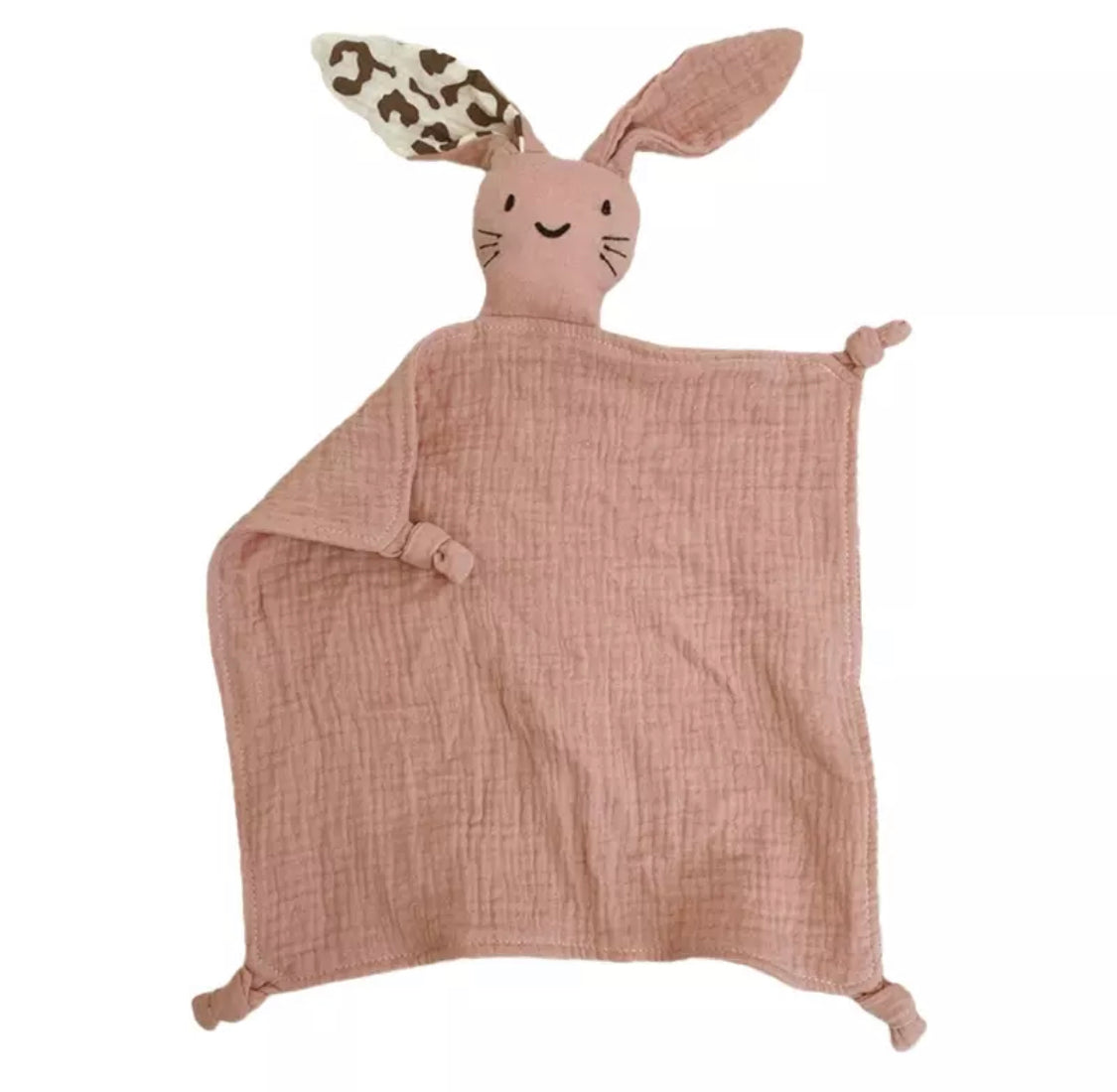 100% Organic Bunny Muslin Cotton comforter. This cute and buttery soft bunny is perfect for snuggling, playtime and sleeping.